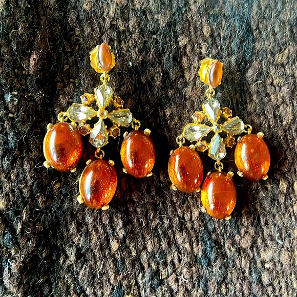 Elegant Gold Grey and Brown Statement Earrings - Picture 1 of 2
